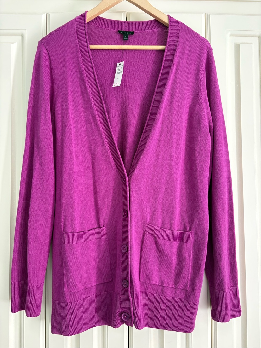 Talbots Medium‎ Pink Button Up Knit Cardigan Sweater NWT Preppy Office